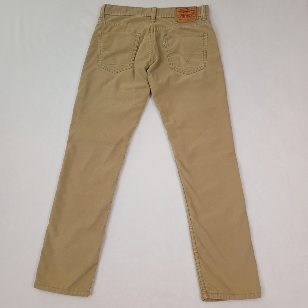 Levis 511 Skinny Corduroy Pants Mens 30x30 Tan Beige Fine Wale Cords 045110468 - Picture 5 of 16